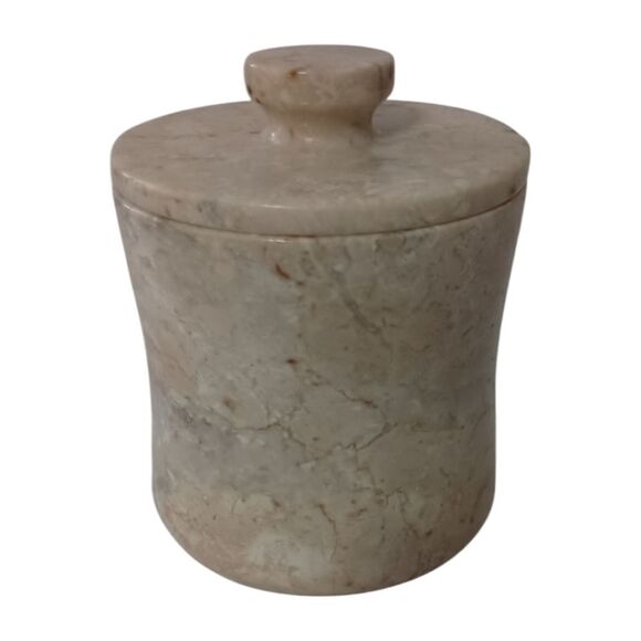 Vintage Travertine Marble Canister Bathroom HEAVY Beige Natural Stone Farmhouse. - Picture 10 of 16